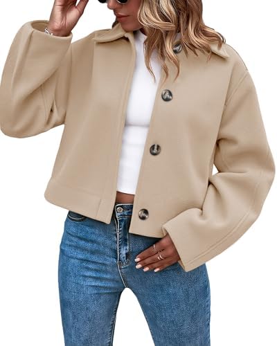 Amazon.com: Zucige Womens Cropped Wool Jacket Plain Zipper Short